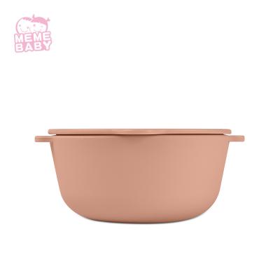 China Silicone Baby Bowl Set Dust Proof Lid Double Handles Eco Friendly for sale