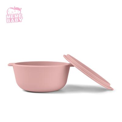 China Silicone Weaning Bowl Baby Dishwasher Safe​ LFGB Durable Lid Handle for sale