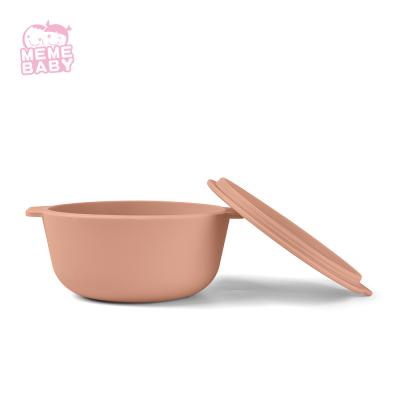 China Reusable Silicone Bowl Baby Food Cover Lid Bowl Kids Eating Silicone Weaning Bowl for sale