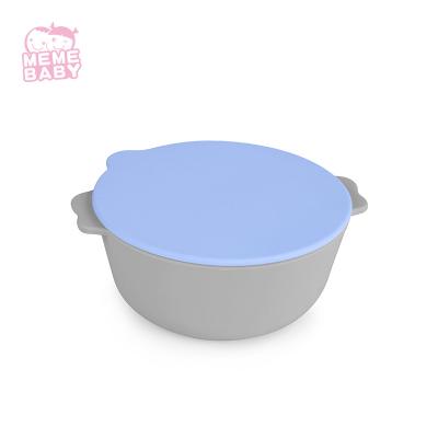 China Silicone Weaning Bowl Set 300ml FDA Reusable Baby Kid Food Cover Lid for sale