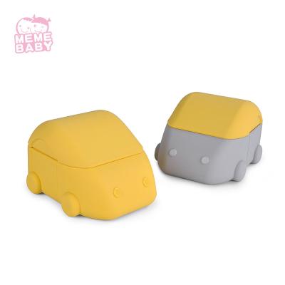 China Silicone Baby Bowl Car Weaning Dinnerware Set Environmentally Friendly Kid WIth Lid for sale