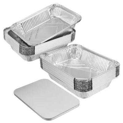 China Rectangular Food Container Aluminium Silver Foil Container Thickened for sale