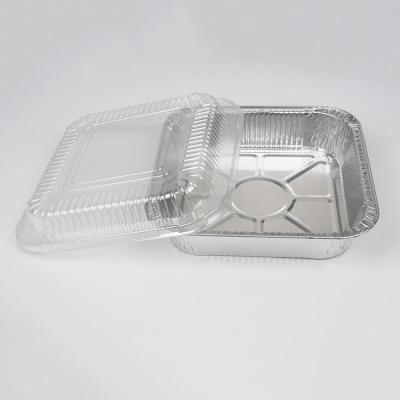 China Silver Disposable Aluminum Food Tray With Lid Rectangular OEM for sale