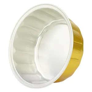 China 250ml 450ml Gold Aluminum Disposable Food Container Tray with Lid for Packing zu verkaufen
