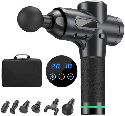 China ROHS Brushless Motor Handheld Massager Gun Cordless 30 Speeds LCD Touch Screen for sale