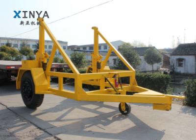 China 80KN Hydraulic Cable Reel Drum Trailer For 3300mm Coil Diameter , Yellow for sale
