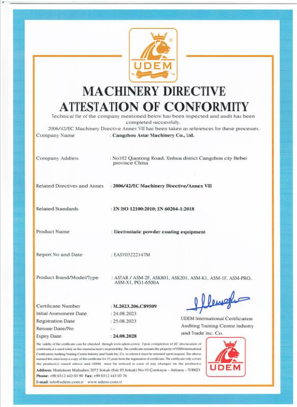 CE - Cangzhou Astar Machinery Co., Ltd.