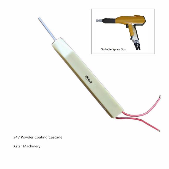 Close-up view of powder coating spare parts