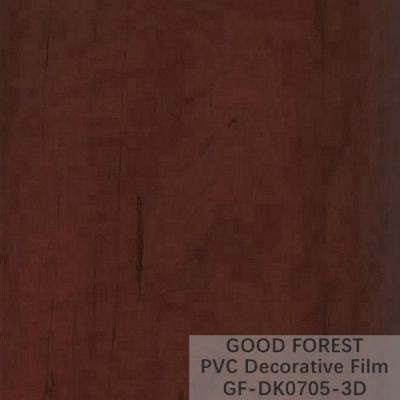 China ODM PVC Interior Film Blistering Decorative Wooden Grain Red Color for sale