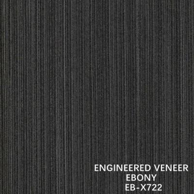 China Door And Windows Slice Cut Recon Ebony Wood Veneer X722 Fineline Grain Black Color ISO for sale