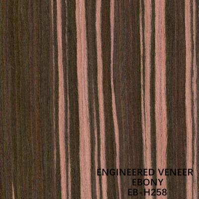 China Brown Color H258 Engineered Ebony Wood Veneer Slice Cut Fleeced Back For Door Skin for sale
