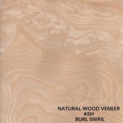 China FSC Natural White Ash Burl Veneer Spiral Pattern Grain A Grade For Hotel Decoration thickness 0.5-0.55mm for sale