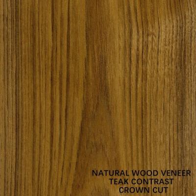China De alta calidad de la Negro-línea natural grano del contraste de la chapa de madera de la teca de la corona 0.15-0.55 milímetros de grueso para el gabinete y la puerta en venta