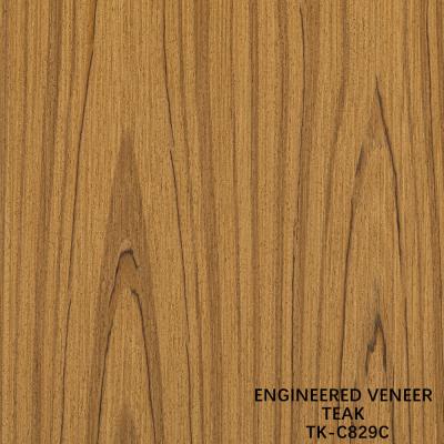 China Engineered Teak Wood Veneer Sheet Faced Fancy Panel Crown Grain 0.55mm Thickness For Cabinet Te koop
