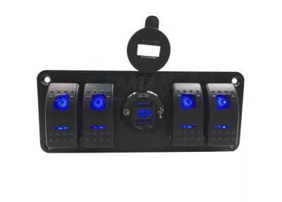 China 4 Way 4/5/6 Gang Rocker Waterproof Marine Switch Panel With Usb Port Voltmeter QC3.0 for sale