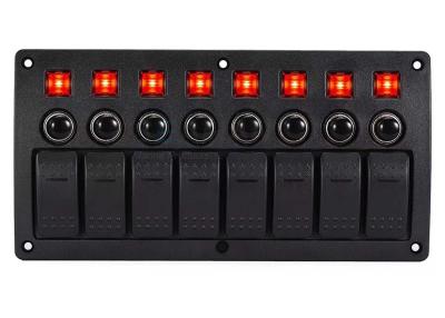 China 8 Gang Marine Boat Rocker Switch Panel With Circuit Breaker LED Indicator for sale