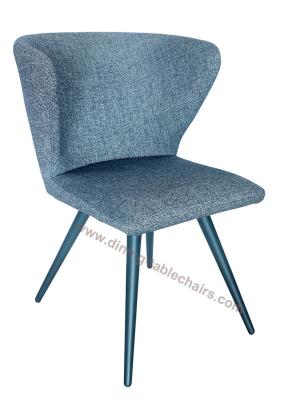 China Blue Fabric Upholstered Dining Chairs Heavy Duty Steel Legs Wear Proof Fabric for sale