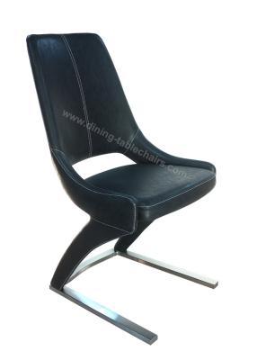 China Black PU Dining Chairs , Unique Dining Chairs Ergonomical Design Low Moving Noise for sale