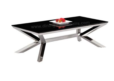 China Mesa de comedor fija del rectángulo, mesa de comedor pintada negro del acero inoxidable en venta