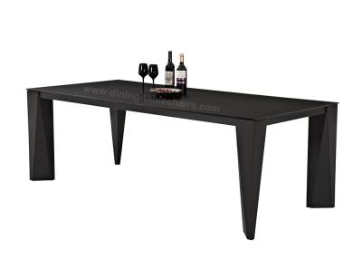China Modern Rectangular Glass Dining Table 2.2 Meter Black Frosted Wear Resistance for sale