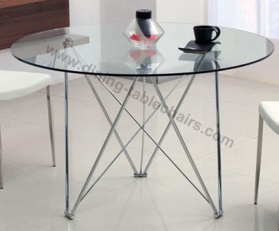 China Round Chrome Fixed Dining Table , Clear Dia 1.2 Meter Living Room Table for sale