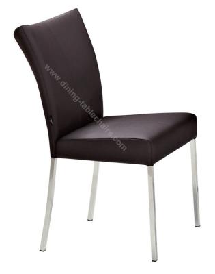 China PU Polyurethane High Back Upholstered Dining Chairs Brushed Stainless Leg for sale