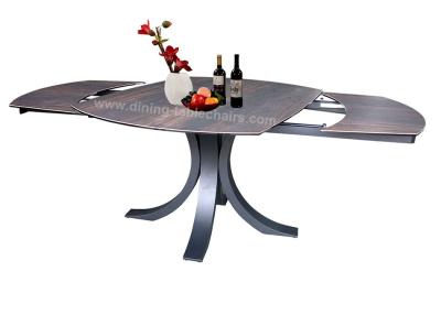 China Pierna negra superior texturizada grano de madera superior de cerámica elegante de la mesa de comedor en venta