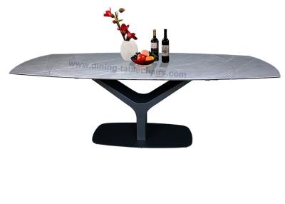 China Large Tempered Glass Extendable Dining Table Ceramic Topped For 10-12 Seats for sale