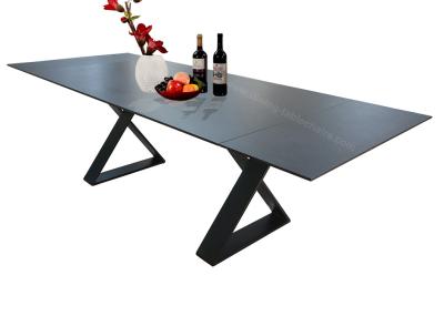 China Grey Top Rectangular Glass Dining Table Stone Coated Tempered Glass 2.6 Meter for sale