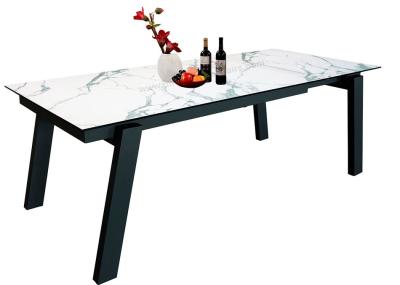 China Elegant Rectangle White Extension Table HPL White Extured Top 2.2 Meter for sale