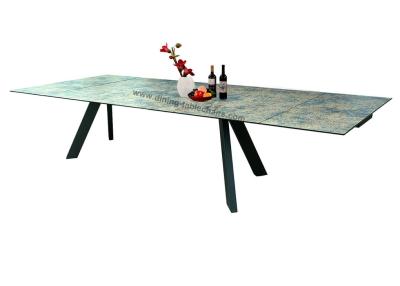 China Modern Extension Dining Table 3D Printed Texture Steel Frame 8-10 Person for sale