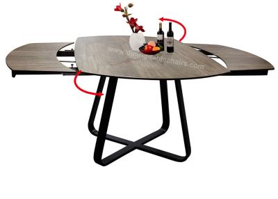 Chine Table de salle à manger supérieure en céramique de grain en bois, table de salle à manger d'extension 2,1 mètres à vendre