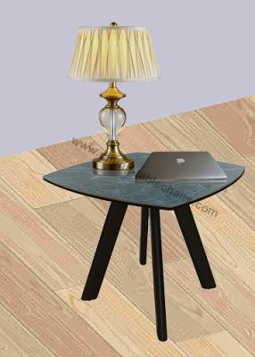 中国 緩和されたガラスのコーヒー流行の角のテーブル、光沢のある陶磁器の越えられたランプの端テーブル 販売のため