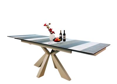 China Rectangle Extension Dining Table Ceramic Topped Tempered Glass 2.1 Meter for sale