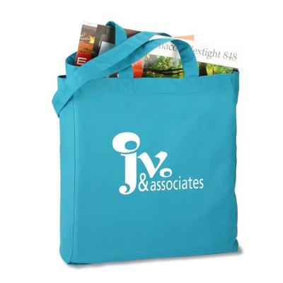 China blue color full gusset design large canvas bags with logo printed for travel for sale