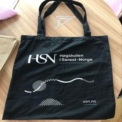 China black color canvas handle bags with silk screen brand logo for shopping and promotion for sale