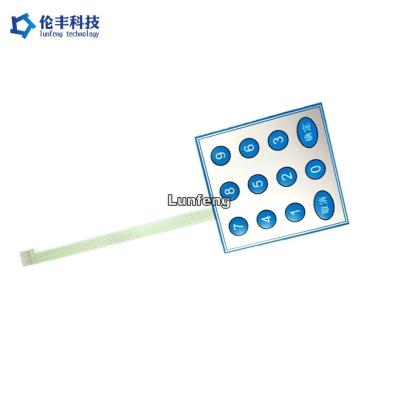 China Impressão de tela de seda Impermeável Flexível Switches de membrana 4x3 resistente ao óleo à venda