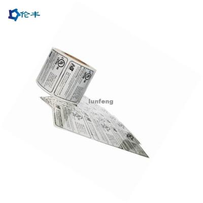 Chine Label d'Art Paper Foil Silver Sticker imprimant l'adhésif arrière BOPP à vendre