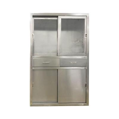 China Tempered Glass Anesthesia Stainless Steel Medical Cabinet Sliding Door for sale