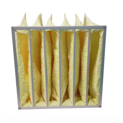 China yellow Water Resistant MERV14 Pocket Air Filters For HVAC Systems for sale