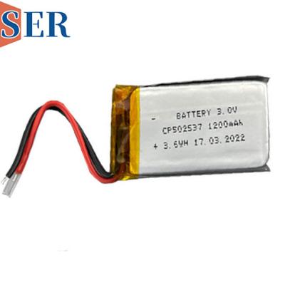 China CP502537 Ultra Thin Battery 3.0V 1200mAh Primary Lipo Thin Cell Lithium for sale