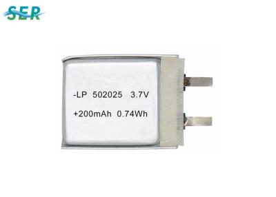 China Small Lithium Ion Polymer Battery 502025 3.7V , Lithium Polymer Cells 210mAh for sale