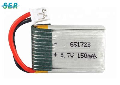 China Small RC Drone Battery 3.7v 150mah Lipo Cell 651723 High Rate 15C For X2 RC Quadcopter for sale