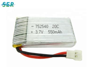 China 3.7V 550mAh 20C Rate RC Plane Battery , Helicopter Micro Drone Battery 752540 702030 Hobby for sale