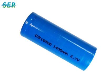 China Flache Spitze Li Ion Battery Cell, 3.7V Lithium Ion Rechargeable Battery 1400mAh 18500 zu verkaufen