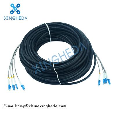 China Ligação em ponte de fibra ótica blindada da fita impermeável exterior do ramo do lc-lc 3m 10m 20m 50m do núcleo do único modo 4 de cabo ótico do campo à venda