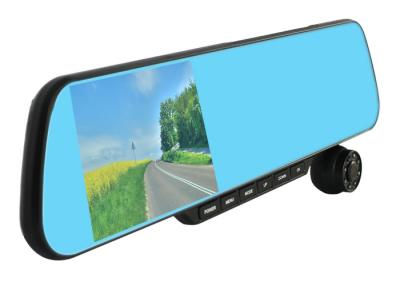 China Dual Cameras Anti - Glare Blue Rear View Mirror DVR Car Insurance Black Box With 7 LED Light for sale