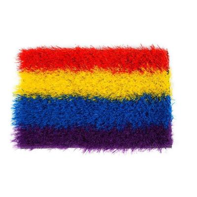 China Outdoor Rainbow Artificial Grass Mat Artificial Turf Lawn Synthetic Grass for sale