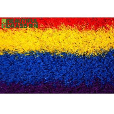 China Synthetic Rainbow Artificial Grass Turf Landscaping Colored Grass For Garden for sale