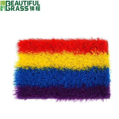 China Landscaping Artificial Carpet Grass Garden Decorative Rainbow Turf for sale